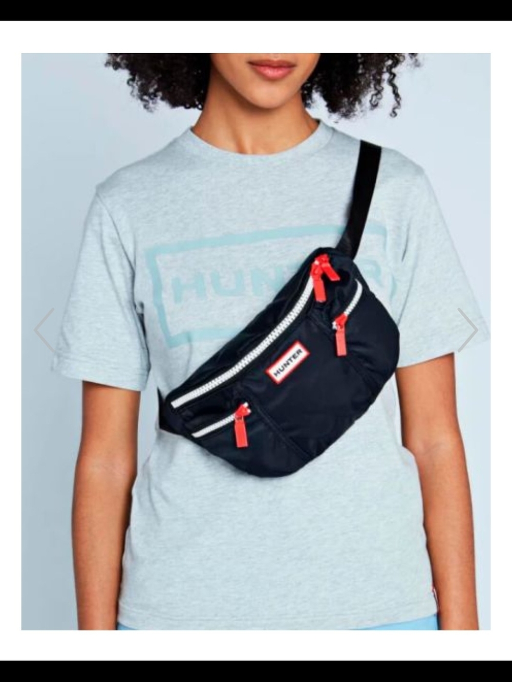 Hunter Black Nylon Belt Bag with Red Zip Pulls
